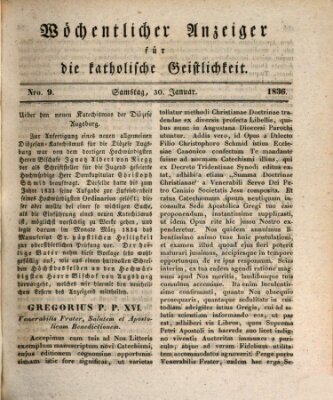 Wöchentlicher Anzeiger für die katholische Geistlichkeit Samstag 30. Januar 1836