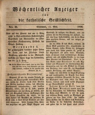 Wöchentlicher Anzeiger für die katholische Geistlichkeit Mittwoch 11. Mai 1836