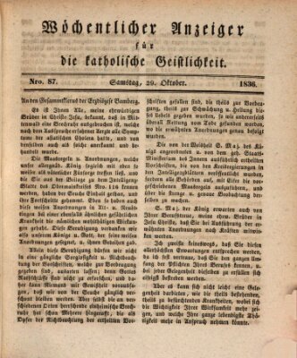 Wöchentlicher Anzeiger für die katholische Geistlichkeit Samstag 29. Oktober 1836