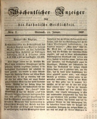 Wöchentlicher Anzeiger für die katholische Geistlichkeit Mittwoch 25. Januar 1837