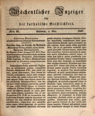 Wöchentlicher Anzeiger für die katholische Geistlichkeit Mittwoch 3. Mai 1837