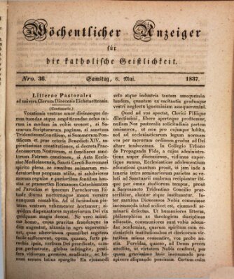 Wöchentlicher Anzeiger für die katholische Geistlichkeit Samstag 6. Mai 1837