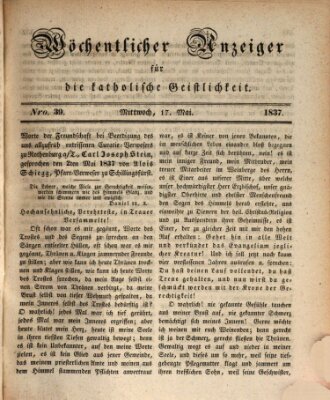 Wöchentlicher Anzeiger für die katholische Geistlichkeit Mittwoch 17. Mai 1837