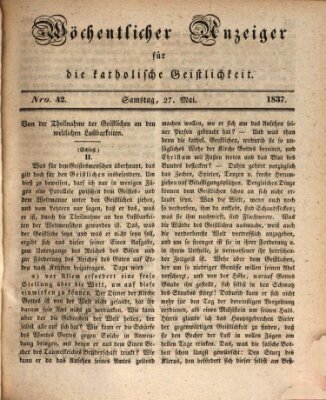 Wöchentlicher Anzeiger für die katholische Geistlichkeit Samstag 27. Mai 1837