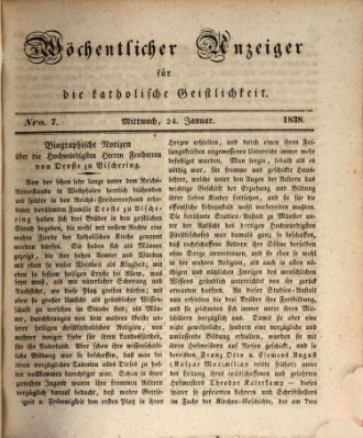 Wöchentlicher Anzeiger für die katholische Geistlichkeit Mittwoch 24. Januar 1838