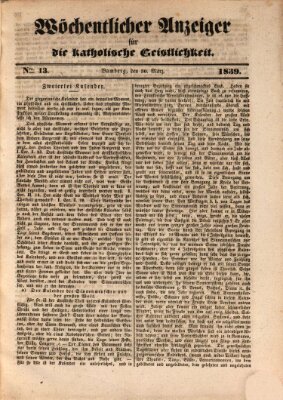 Wöchentlicher Anzeiger für die katholische Geistlichkeit Samstag 30. März 1839