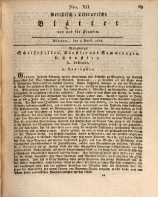 Neue artistisch-literarische Blätter von und für Franken Samstag 2. April 1808