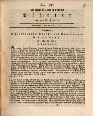 Neue artistisch-literarische Blätter von und für Franken Samstag 30. April 1808