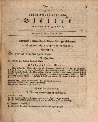 Neue artistisch-literarische Blätter von und für Franken Samstag 9. Juli 1808