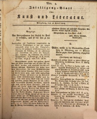 Intelligenz-Blatt für Kunst und Literatur (Neue artistisch-literarische Blätter von und für Franken) Samstag 16. April 1808