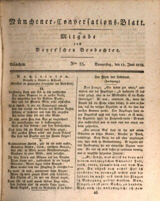 Münchener Conversations-Blatt (Bayer'scher Beobachter) Donnerstag 18. Juni 1829