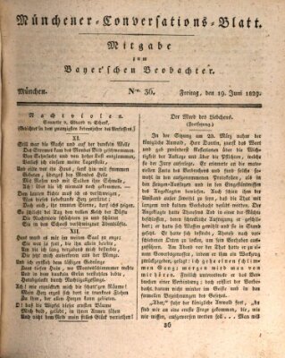 Münchener Conversations-Blatt (Bayer'scher Beobachter) Freitag 19. Juni 1829