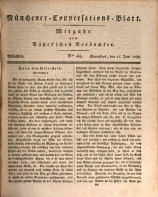 Münchener Conversations-Blatt (Bayer'scher Beobachter) Samstag 27. Juni 1829