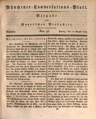 Münchener Conversations-Blatt (Bayer'scher Beobachter) Freitag 14. August 1829