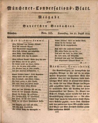 Münchener Conversations-Blatt (Bayer'scher Beobachter) Donnerstag 27. August 1829