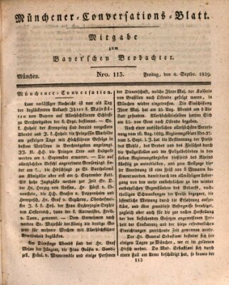 Münchener Conversations-Blatt (Bayer'scher Beobachter) Freitag 4. September 1829