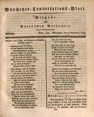 Münchener Conversations-Blatt (Bayer'scher Beobachter) Samstag 12. September 1829