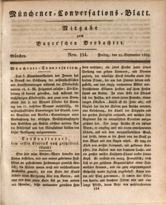 Münchener Conversations-Blatt (Bayer'scher Beobachter) Freitag 25. September 1829