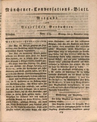 Münchener Conversations-Blatt (Bayer'scher Beobachter) Montag 9. November 1829