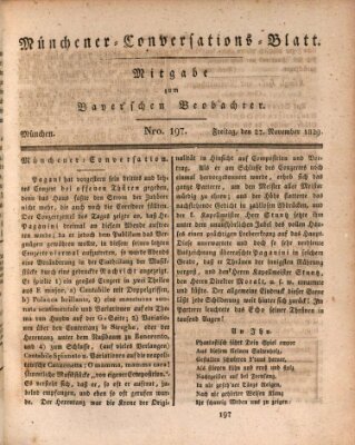 Münchener Conversations-Blatt (Bayer'scher Beobachter) Freitag 27. November 1829