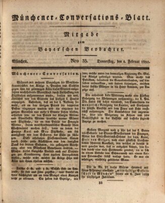 Münchener Conversations-Blatt (Bayer'scher Beobachter) Donnerstag 4. Februar 1830