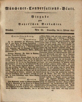 Münchener Conversations-Blatt (Bayer'scher Beobachter) Donnerstag 11. Februar 1830