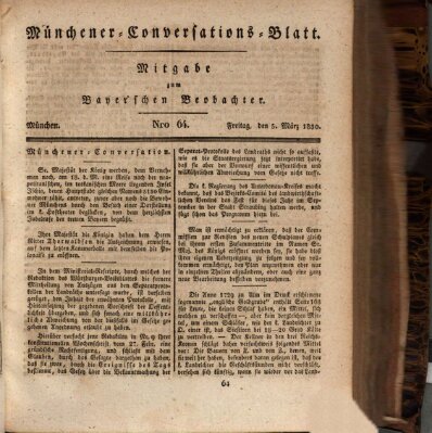 Münchener Conversations-Blatt (Bayer'scher Beobachter) Freitag 5. März 1830