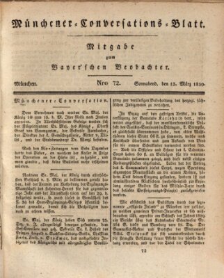 Münchener Conversations-Blatt (Bayer'scher Beobachter) Samstag 13. März 1830