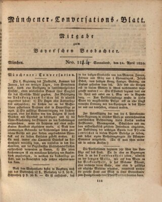 Münchener Conversations-Blatt (Bayer'scher Beobachter) Samstag 24. April 1830