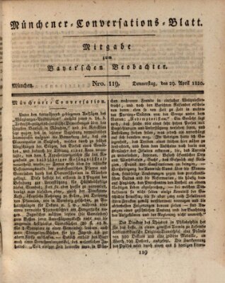 Münchener Conversations-Blatt (Bayer'scher Beobachter) Donnerstag 29. April 1830