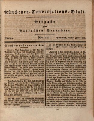 Münchener Conversations-Blatt (Bayer'scher Beobachter) Samstag 26. Juni 1830