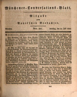 Münchener Conversations-Blatt (Bayer'scher Beobachter) Dienstag 20. Juli 1830