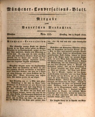 Münchener Conversations-Blatt (Bayer'scher Beobachter) Dienstag 3. August 1830