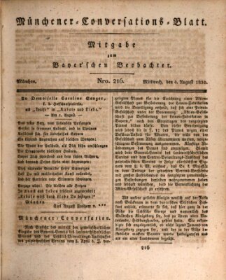 Münchener Conversations-Blatt (Bayer'scher Beobachter) Mittwoch 4. August 1830