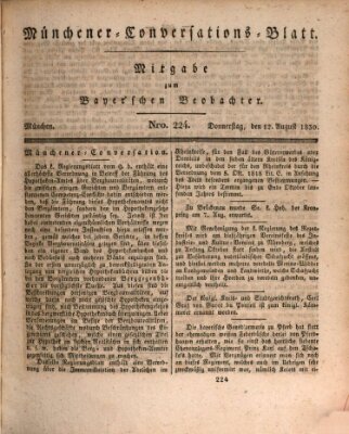 Münchener Conversations-Blatt (Bayer'scher Beobachter) Donnerstag 12. August 1830