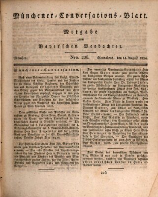 Münchener Conversations-Blatt (Bayer'scher Beobachter) Samstag 14. August 1830