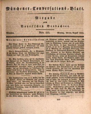 Münchener Conversations-Blatt (Bayer'scher Beobachter) Montag 23. August 1830