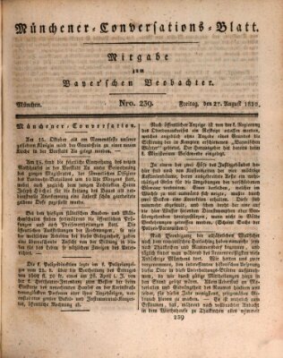 Münchener Conversations-Blatt (Bayer'scher Beobachter) Freitag 27. August 1830