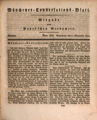 Münchener Conversations-Blatt (Bayer'scher Beobachter) Samstag 11. September 1830