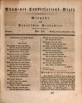Münchener Conversations-Blatt (Bayer'scher Beobachter) Montag 13. September 1830