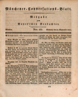 Münchener Conversations-Blatt (Bayer'scher Beobachter) Mittwoch 22. September 1830