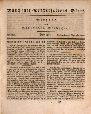 Münchener Conversations-Blatt (Bayer'scher Beobachter) Freitag 24. September 1830