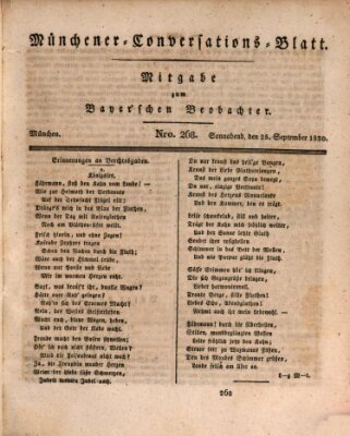 Münchener Conversations-Blatt (Bayer'scher Beobachter) Samstag 25. September 1830