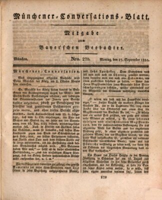 Münchener Conversations-Blatt (Bayer'scher Beobachter) Montag 27. September 1830