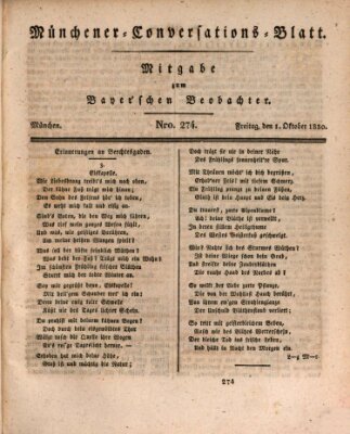 Münchener Conversations-Blatt (Bayer'scher Beobachter) Freitag 1. Oktober 1830