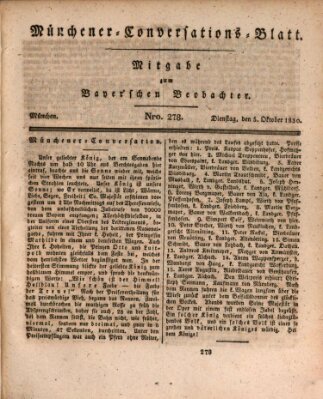 Münchener Conversations-Blatt (Bayer'scher Beobachter) Dienstag 5. Oktober 1830