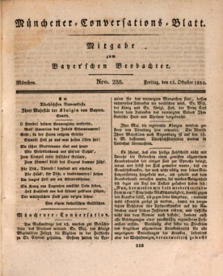 Münchener Conversations-Blatt (Bayer'scher Beobachter) Freitag 15. Oktober 1830