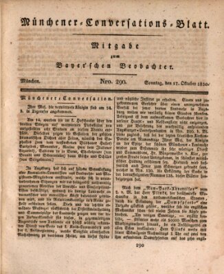 Münchener Conversations-Blatt (Bayer'scher Beobachter) Sonntag 17. Oktober 1830