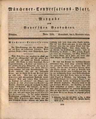 Münchener Conversations-Blatt (Bayer'scher Beobachter) Samstag 6. November 1830