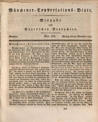 Münchener Conversations-Blatt (Bayer'scher Beobachter) Montag 29. November 1830